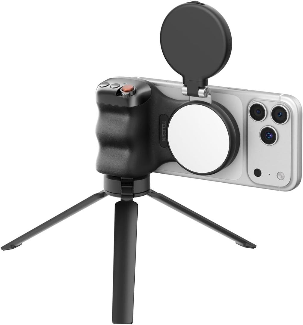 TELESIN 3 IN1 Fun Shot Magnetic Phone Camera Grip + C03 Magnetic Selfie Light + Metal Tripod Creator Bundle Kit Compatible with iPhone Magsafe & Android Selfies/Photography/TikTok/Zoom Calls/Video
