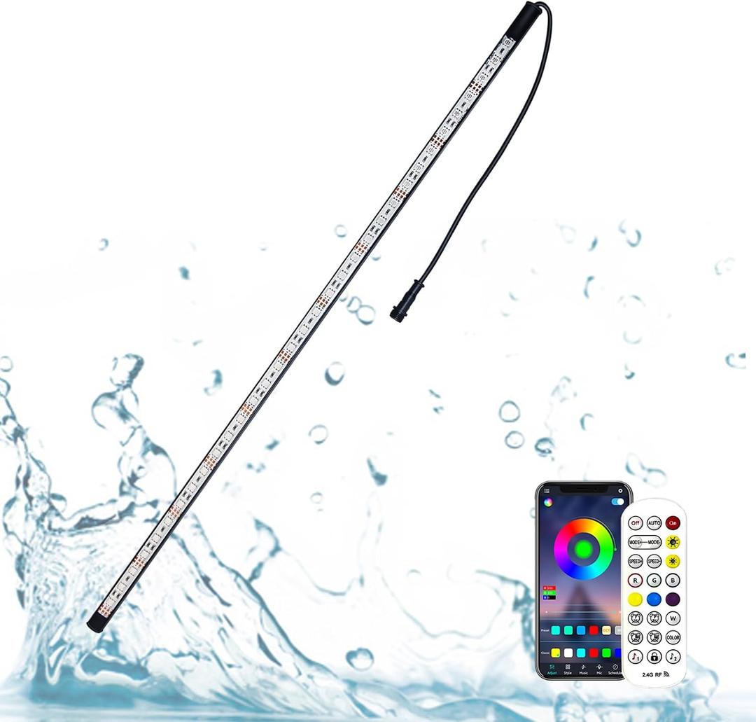 60CM LED Strip Color Changing Garden Show Lights for Pond Spillway Waterfall, APP Control Waterproof Lighting Bar for Home Decoration Pool Fountain Landscape Lighting, Aquarium