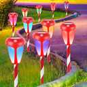 Dynaming 10 Pack Solar Christmas Path Lights, Outdoor Solar Powered Color Changing Xmas Garden Pathway Markers, Auto On/Off Candy Cane Lights Waterproof for Winter Patio Yard Walkway Driveway Decor