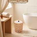 2pcs Small Wicker Trash Can with Removable PVC Liners, 3 Gallon | Bathroom Rattan Trash Can, Handwoven Narrow Waste Basket for Bedroom, Office, Toilet, 11 x 10 x 8.6 in