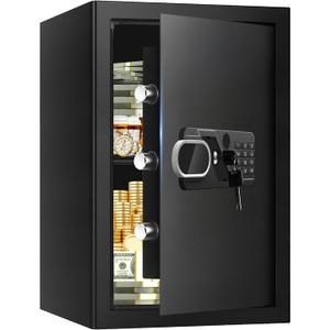 3.4 Cub Large Home Safe Fireproof Waterproof, Digital Security Fireproof Safe Box with Programmable Keypad, Spare Keys and Alarm System, Document Safes for Home Money Valuables
