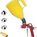 Joywayus Air Hopper Spray Gun with 4.0mm/6.0mm/8.0mm Nozzle Paint Texture Drywall Painting Sprayer, Yellow, 0.79 Gallon (3 L) Elbow