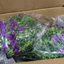 24" Artificial Potted Plants Outdoor Set of 2, UV Resistant Faux Purple Daisy Mums Flowers with Eucalyptus, Decorative Plants in Pots for Front Porch, Patio & Entryway