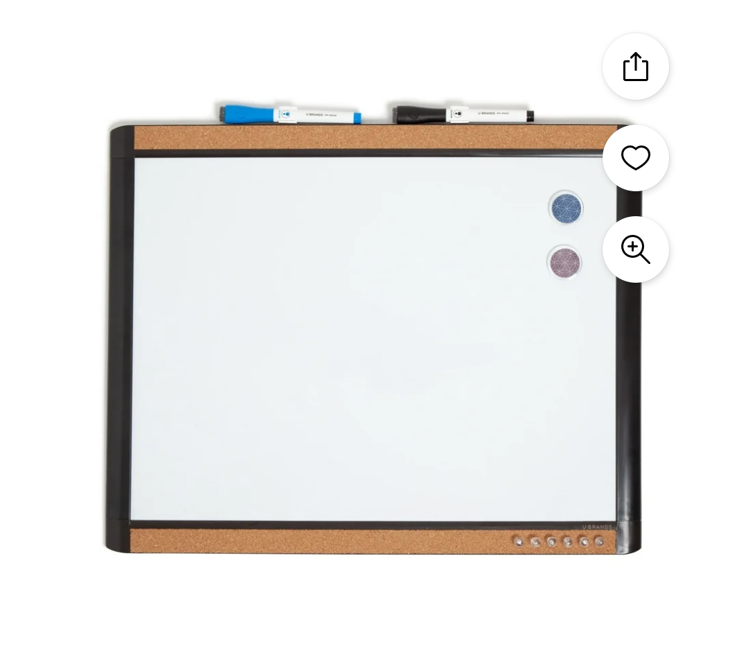 U Brands Magnetic Dry Erase Board, 20"x16", Silver Aluminum Frame, includes Marker and Magnet 2 Pcs