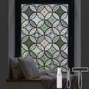 DKTIE Static Cling Decorative Window Film with Installation Tools Non Adhesive Privacy Film, Stained Glass Window Film for Bathroom Shower Door Heat Cotrol Anti UV 17.7 x 78.7 Inch (Black)
