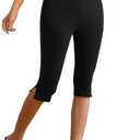 MakeMeChic Women's Capri Pants High Waist Leggings Soft Stretch Business Casual Yoga Dress Pants Black Medium