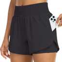 YEZII Womens High Waist Running Shorts Athletic Workout Quick Dry Shorts for Women with Pockets Gym Yoga White Summer Shorts (Black, M)