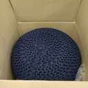 FRELISH DECOR Round Pouf Ottoman Hand Knitted 100% Cotton Pouf Foot Stool - Knitted Bean Bag - Floor Chair for Living Room Bedroom - Foot Rest for Couch (20 Diameter x 14 Height) - Navy