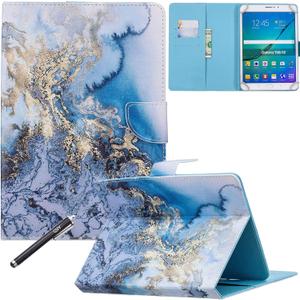 Universal Case for 6.5-7.5'' Tablet, Newshine Colorful Wallet Stand Cover for 7.0'' Samsung Galaxy Tablet, Amazon Kindle Fire 7/HDX 7 and Other Around 7 Inch Models - Blue Marble