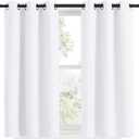 NICETOWN Draperies Curtains Panels, Blocking Out 50% Sunlight Window Treatment Curtains, Grommet Top Small Window Drapes for Bedroom (2 Panels, 34 by 48, White)