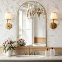 MOON MIRROR Arched Mirror for Bathroom, Bathroom Mirrors for Over Sink, 20x30” Brushed Gold Non-Rusting Vanity Mirror in Brass Stainless Steel Metal Frame