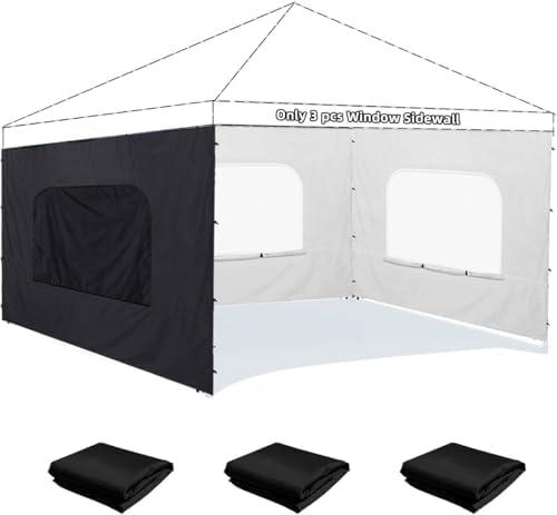 Jorohiker Sidewall with Window for 10x10 Pop Up Canopy,3 Pack Sunwalls fit 10' Outdoor Canopies with Straight Leg,3 Pack (10 x 10, Black)