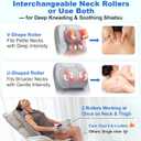 Shiatsu Neck and Back Massage Cushion with Heat - 4D Kneading and Vibration for Muscle Relief, Dual-Neck Design, Adjustable Intensity and Height for Office Chair and Home Use, Grey