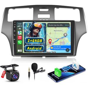 [2+64GB] Car Stereo for Lexus ES 2001 2002 2003 2004 2005 ES250/300/330 with Wireless CarPlay Android Auto, 9 Inch HD Touchscreen with WiFi GPS Bluetooth FM/RDS Radio SWC Backup Camera MIC