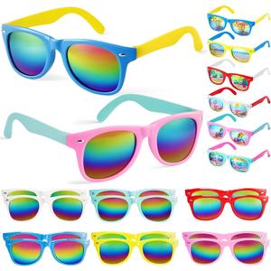 LovesTown 6 Pack Kids Sunglasses Party Favors, Neon Sunglasses with UV400 Protection Multicolor for Outdoor Activities, Goody Bags for kids Birthday, Pool Party