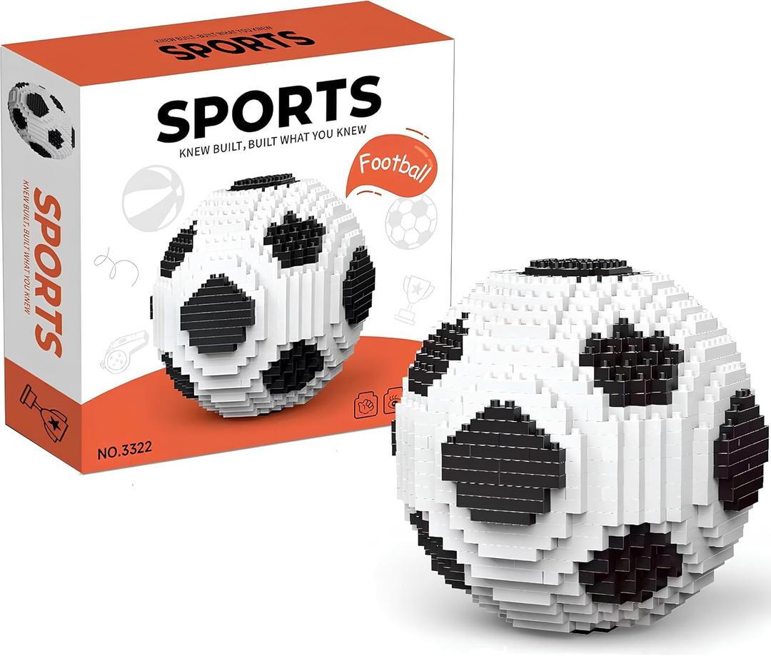 Soccer Building Blocks 850pcs - STEM Educational Toy for Kids Ages 8+, White & Black Football Bricks for Creative Play, 10 inches