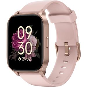 Smart Watch for Women, Smartwatch Compatible Android Phone and iOS Phone, Answer/Make Calls, Fitness Tracker, Heart Rate/Sleep Tracker/100 Sports/IP68 Waterproof (Light Pink)