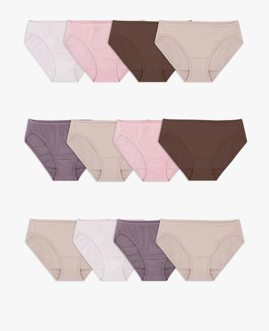 Fruit of the Loom Women's Eversoft Cotton Underwear Multipacks, Tag Free & Breathable Size 6/M