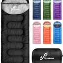 Sportneer Sleeping Bags for Adults, Warm & Cold Weather Sleeping Bag for Adults Kids Boys Girls - Lightweight Compact Camping Gear Equipment, Traveling, Backpacking, Hiking (3.3lbs, Black + Light Gray)