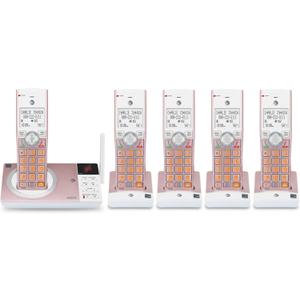 AT&T CL82557 DECT 6.0 5-Handset Cordless Phone for Home with Answering Machine, Call Blocking, Caller ID Announcer, Intercom and Long Range, Rose Gold