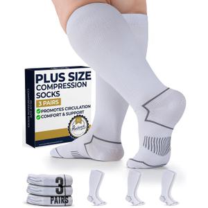 Pembrook Plus Size Compression Socks for Women Wide Calf - 3 Pairs, 20-30mmHg Extra Wide Calf Compression Socks, XXL