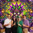 Mardi Gras Backdrop Mardi Gras Festival Mask Banner 71 x 43 inch Festival Carnival Masquerade Dress Up Prom Party Supplies Decorations Photoshoot Photography Background Photo Booth Props