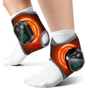 2-Pack Cordless Foot Massager for Neuropathy, Ankle Massager for Pain Relief, Feet Massager, HSA Eligible FSA, Ankle Heating Pad with Massage, 4 Heat Levels, 3 Massage, Black
