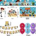 42 Pcs Toy Birthday Party Supplies Pack Includes Banner Cake Topper Blackdrop Balloons for Toy Party Supplies