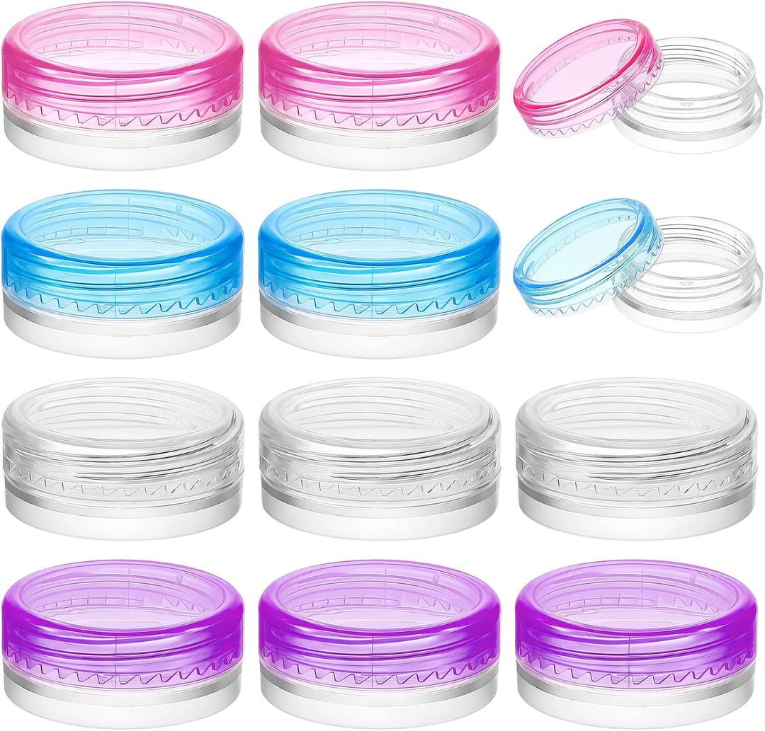 12pcs Travel Cream Jars, 2g Tiny Containers with Lids, Leak Proof Travel Jars for Toiletries, Reusable Small Sample Containers with Lids for Toiletries Creams Lotions (4 Colors)