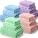 Mixweer 16 Pieces Bath Towels Set Quick Dry Towel Set for Bathroom Included 4 Bath Towels 4 Hand Towel and 8 Washcloths Absorbent Bathing Coral Velvet Washcloth for Shower Spa Hotel (Macaron Color)