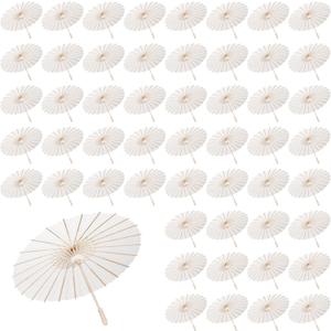 MBJZSL White Paper Umbrellas, 23.6 Inch Paper Parasol Umbrellas Chinese Japanese Style DIY Umbrellas Decorative Vintage Decor for Wedding Props