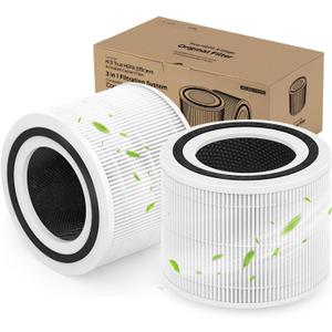 Core 300 Replacement Filter Compatible with LEVOIT Core 300 and Core 300S Air Purifier, 3-in-1 H13 True HEPA and Activated Carbon Replacement Filter, Core 300-RF, 2 Pack, White