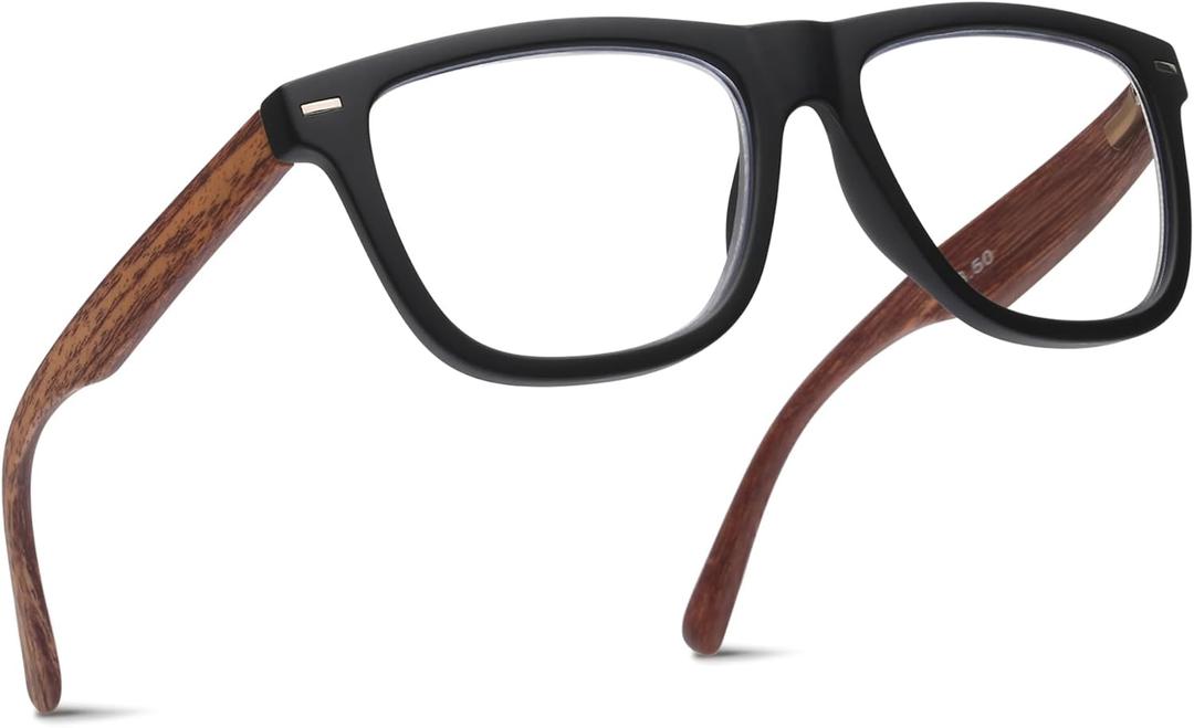 2SeeLife Oversized Blue Light TR-90 Reading Glasses for Men  Medium Fit, Sturdy Frame, Spring Hinges, Premium Readers, Matte Black, +1.50