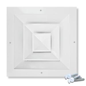 Air Vent Cover HVAC 9 x 9 Inch Neck Size | 4-Way Supply Grille, Aluminum Square Ceiling Diffuser | Sidewall/Ceiling Register, Vent Duct Cover | Removable core