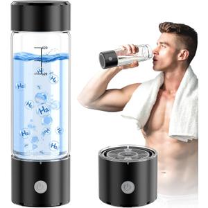 MOVOCA Hydrogen Water Bottle, 3Min 2200PPB Rapid Hydrogen Water Generator -SPE PEM Tech, 15OZ Portable Hydro Water Machine, Health Care Gifts for Husband, Wife, Family, Friends, Travel