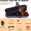 ADM 1/2 Size Wood Violin Set for Kids Teens Students Adults Beginner Acoustic Violin Matte Fiddle Starter Kit with Hard Case, Rosin, Shoulder Rest, Bow, Clip-on Tuner and Fingerboard Sticker