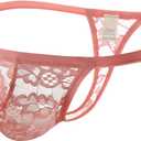 eywlwaar Mens G-String Thongs Underwear Sexy Low Rise Lace Panties (Medium, Pink)