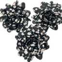 10pc Fabric Flowers,Broken Flower Black Chiffon Flat-Back Ruffled Fabric Flowers for DIY Handmade Making Headbands Flower,Crafts Sewing Applique3Inch