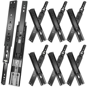 22 inch Drawer Slides 6 Pairs (12pcs) Soft Close 3 fold Full Extension Side Mount Cabinet Drawer Glides 22" Black Cabinet Rails for Dresser, Cabinet, Kitchen 100 LB Capacity