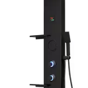 2-Jet Rainfall Shower Panel System with Rainfall Shower Head, Shelf, STub Spout and LED Light in Matte Black