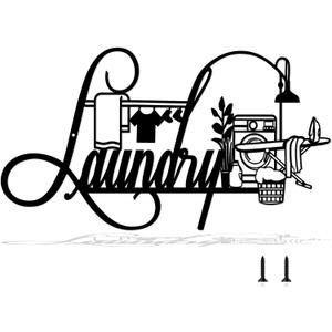 Laundry Room Wall Decor, Farmhouse Funny Laundry Metal Sign for Laundry Room Shelf Wall Art（Black 15 X 8.5in）