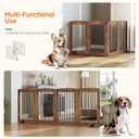 HOOBRO Indoor Dog Gate with Support Feet, 31.5 Inch 4 Panels, Freestanding Pet Gate for Doorway, Stairs, Folding Dog Fence, 360 Hinge for Easy Access, Sturdy Iron Pipe, Rustic Brown BF64PP03