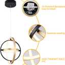 Modern LED Chandelier DIY Creative Chandelier Adjustable Hanging Round Ring 3 Ring 4000K Warm White Light Fixture for Dining Room Bedroom Kitchen Island Hall Black Gold (D = 11.8")