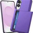 TOPAUX for Samsung S25 Edge Wallet Case/Galaxy S25 Edge Wallet Case Credit Card Holder Slot Compartment Slide Cover Back Pocket Raised Bezel Dual Layer Bumper Anti-Scratch Protective Hard Shell Purple
