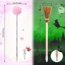 2 x 24 Pcs Witch Party Favors Include 12 Witch Broom and 12 Pink Pom Pom Ballpoint Goodie Bags Stuffer Broom Wands for Wizard Halloween Party Decorations Gifts (Creative)