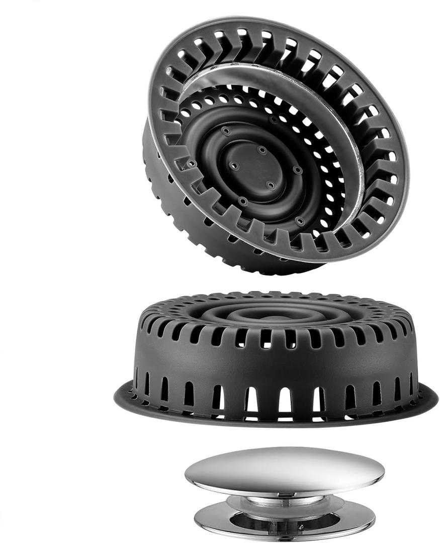 Bathtub Drain Hair Catcher, Shower Hair Drain Catcher Upgraded Protector with Silicone & Stainless Metal Designed for Pop-Up and Regular, Effective Without Slowing Drainage (Black)