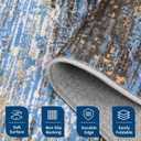 ROYHOME Washable Rug 9x12 Area Rug for Living Room, Non Slip Abstract Rug for Bedroom, Ultra Soft Area Rug, Low Pile Soft Contemporary Indoor Floor Carpet Cover, Blue/Brwon