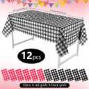 12 Pack Plastic Checkered Tablecloth, 54 x 108 Inch Disposable Waterproof Picnic Table Cover for Camping Outdoor, Rectangle Party Table Cover for Party Picnic Farm Birthday Wedding (Red, Black)