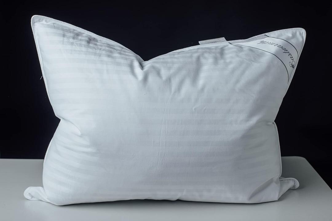 Goose Down Feather Soft Pillows One Pillow 100% Cotton Supportive Bed Pillow Stripe White Color Standard Size 20x26 inch