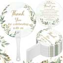 100 Pcs Wedding Hand Fans for Guests Bulk Decorative Plastic Handheld Wedding Favor Fans with Handle Thank You for Celebrating with Us for Ceremony Bridal Shower Party Decor(Leaf)